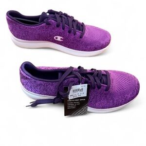 Champion Purple Knit Low-Top Athletic Sneakers